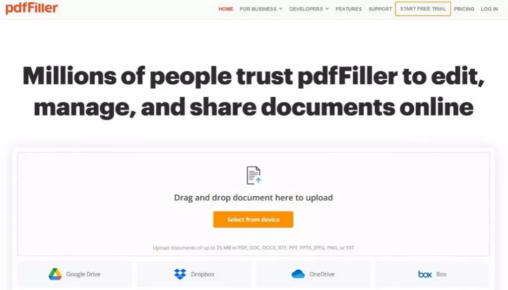 pdfFiller 免费在线去除 PDF 水印