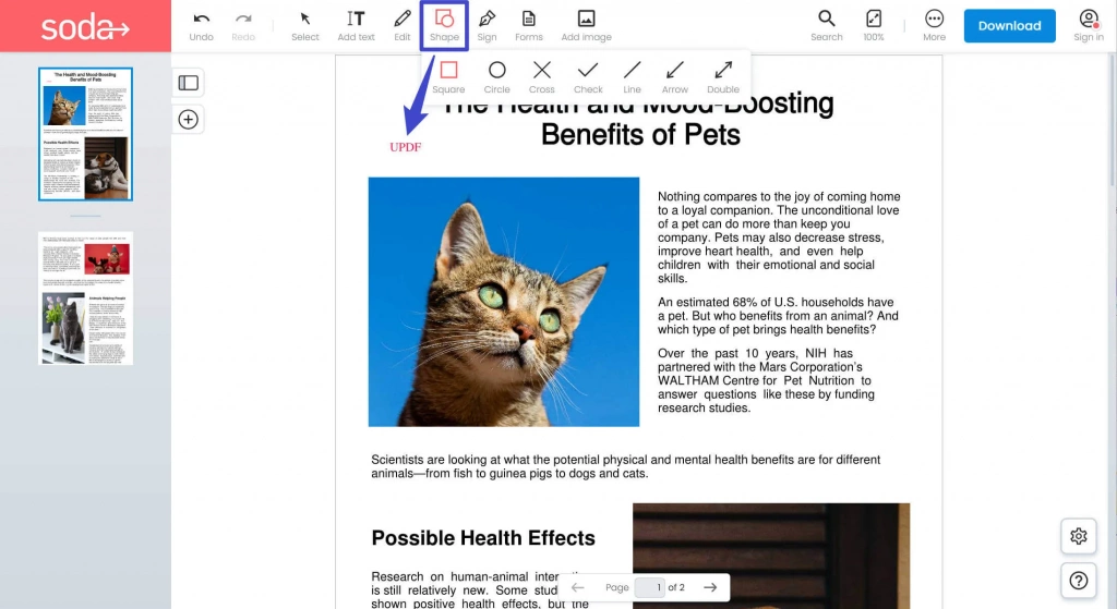 Soda PDF 在线去除 PDF 水印