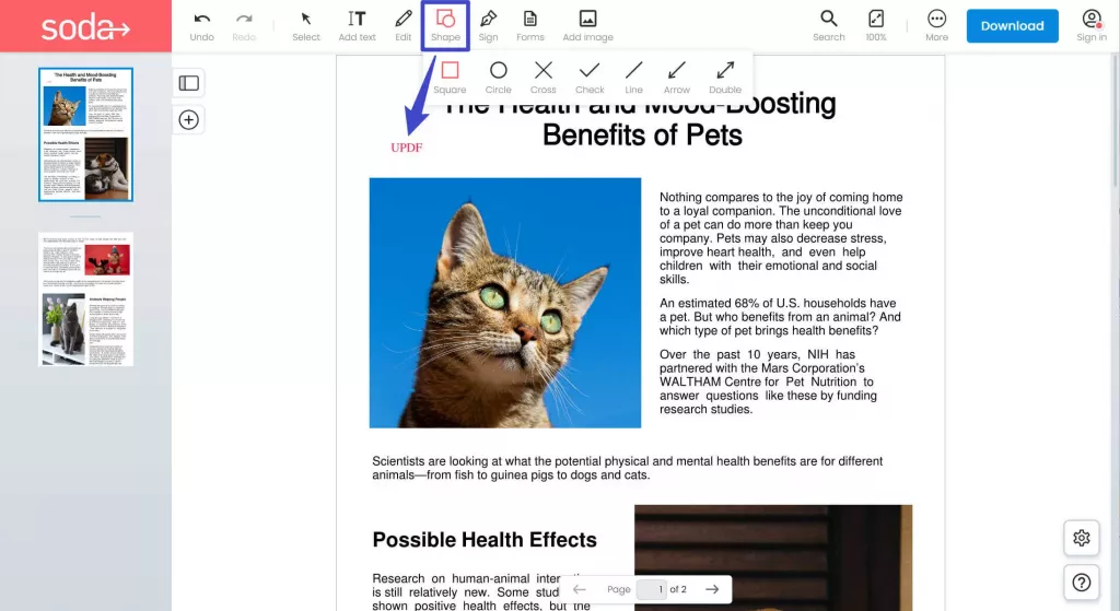 Soda PDF 在线去除 PDF 水印