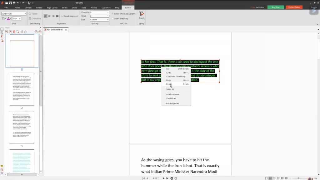 Nitro Pro删除PDF文字