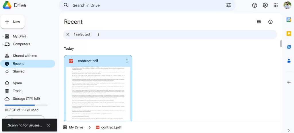 Google Drive 扫描病毒