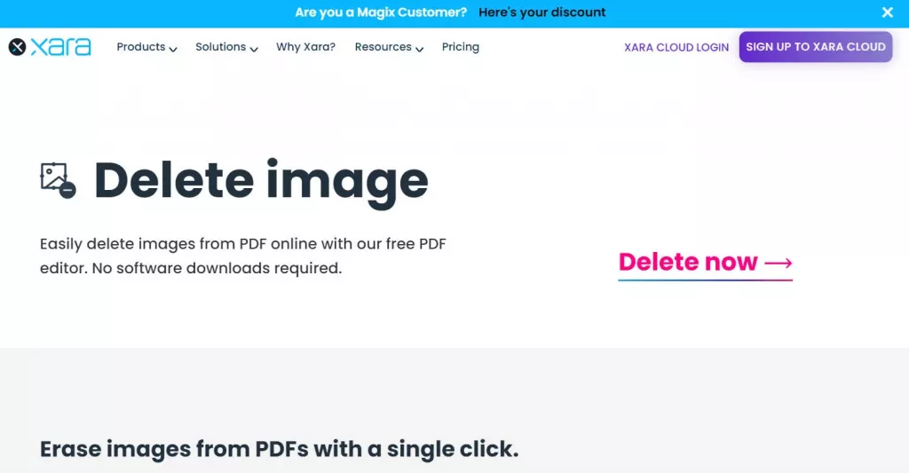 用 Xara 在线删 PDF 图片
