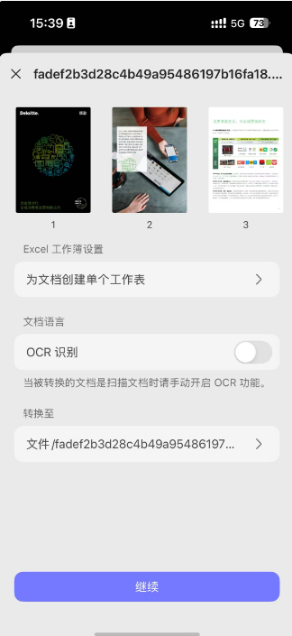 PDF转Excel设置